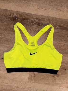 Nike Neon Yellow Racerback Sports Bra with Black Band